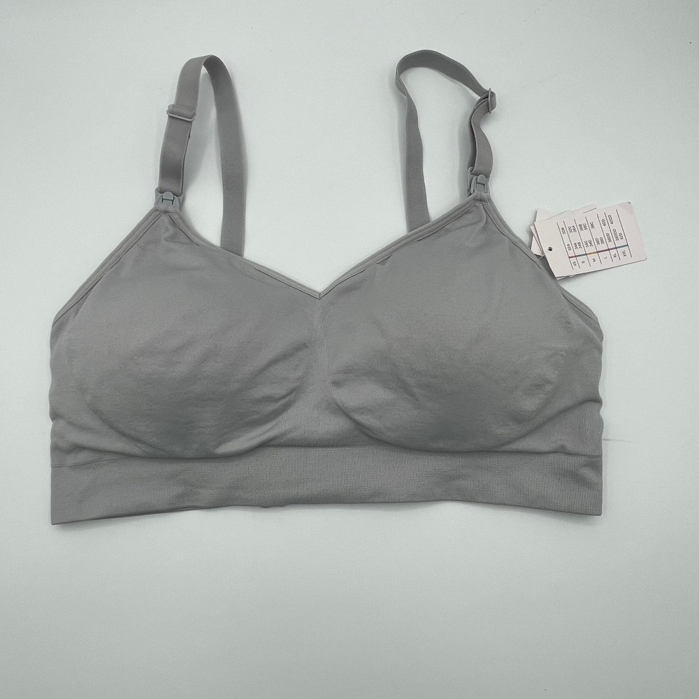 Auden Nursing Lightly Lined Seamless Bralette Gray Medium 6-Hook Closure New